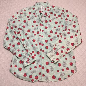 Disney Pixar Lotso with Strawberries Button Down Shirt Size L all over print